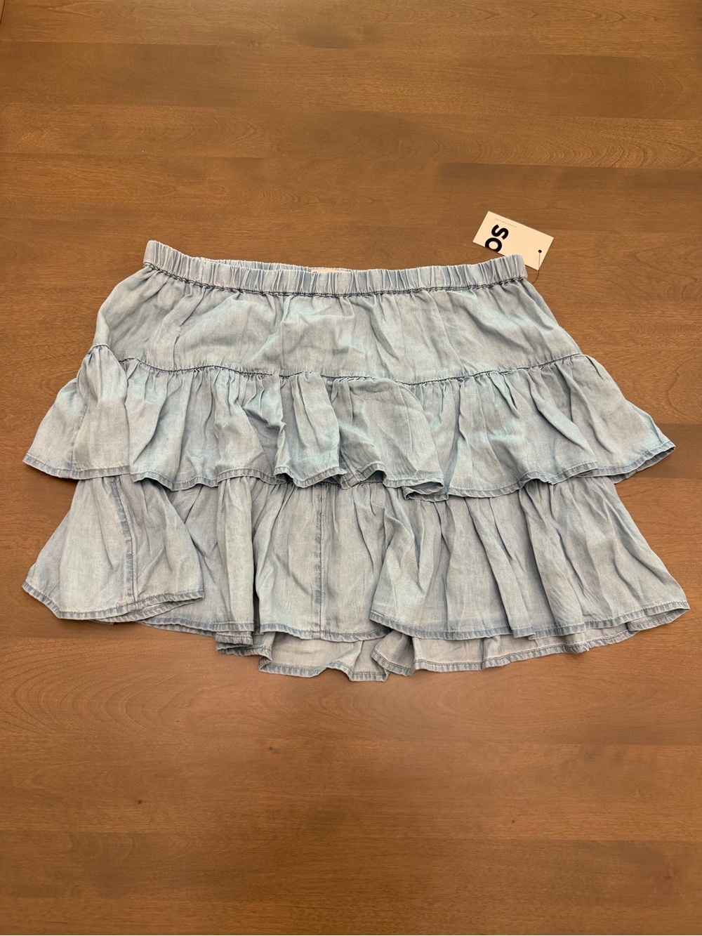 NWT SO Chambray Tiered Ruffle Mini Skirt Size XL